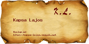 Kapsa Lajos névjegykártya